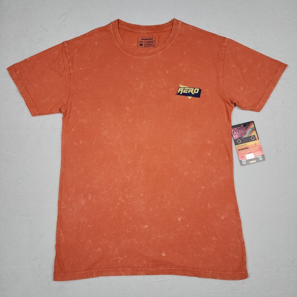 Aeropostale Aero 1987 T Shirt Mens Medium Orange Retro Graphic Tee NWT